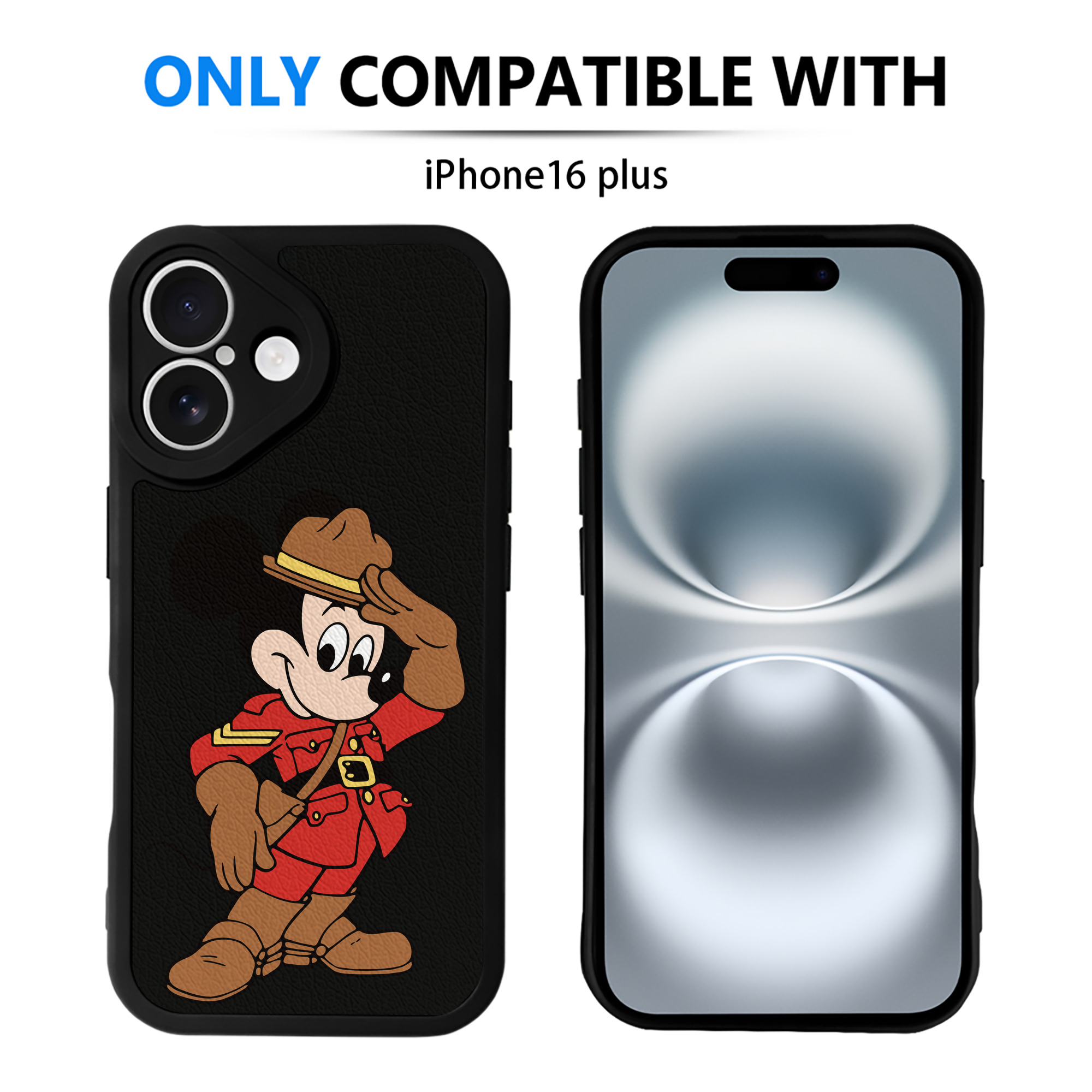 （画像用） ミッキーマウス Mickey Mouse 【iPhone 16シリーズ対応】シリコンスマホケース（レザー調） 材質：シリコン